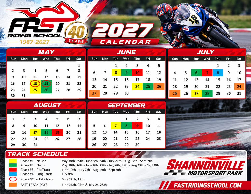 2027 FAST Riding School calendar